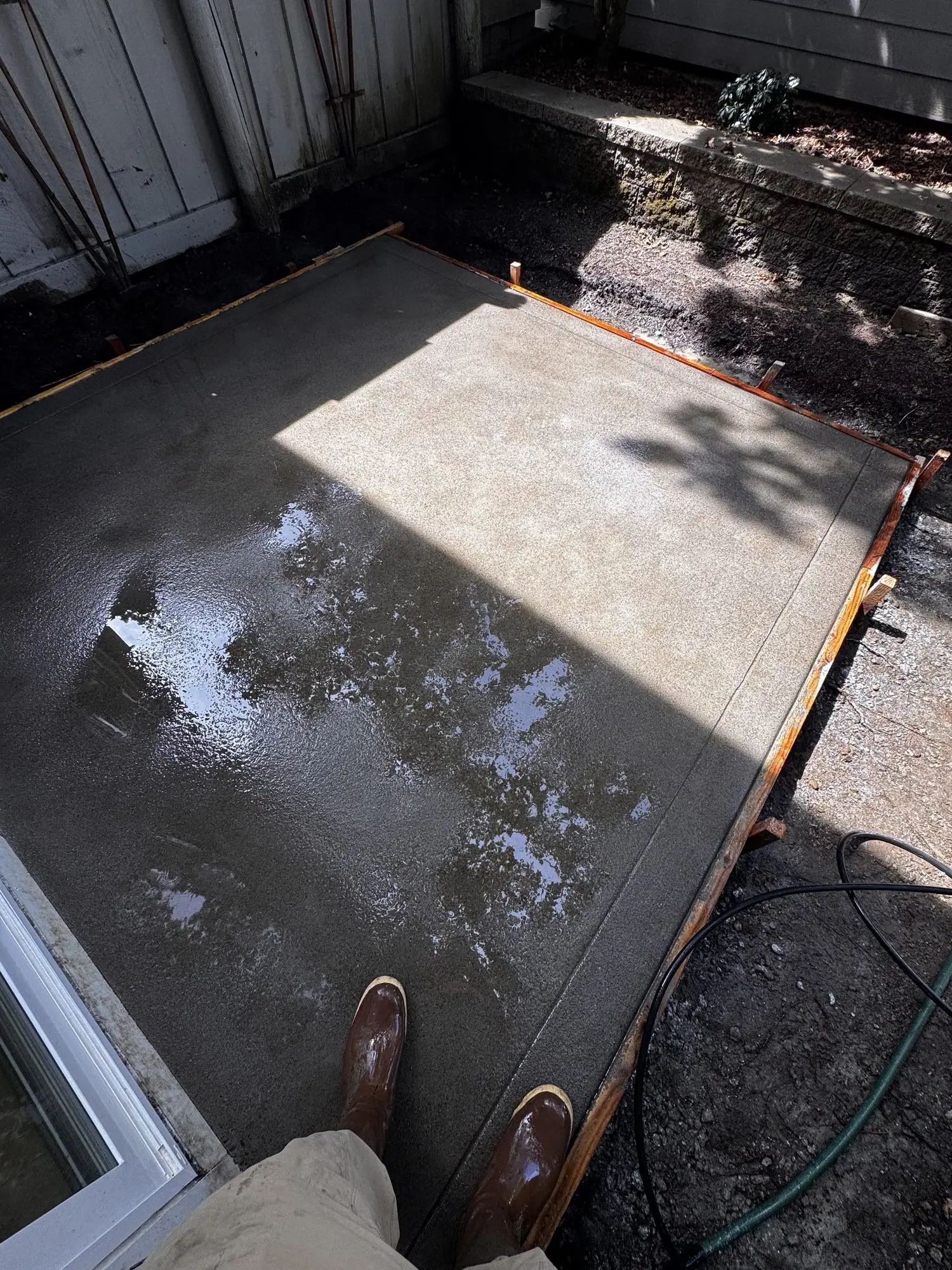 Poured and finished, with a smooth border along the forms